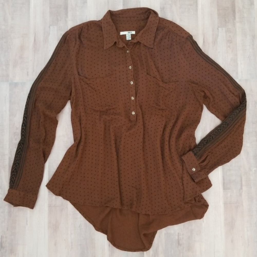Amuse Society Brown & Black Patterned Top